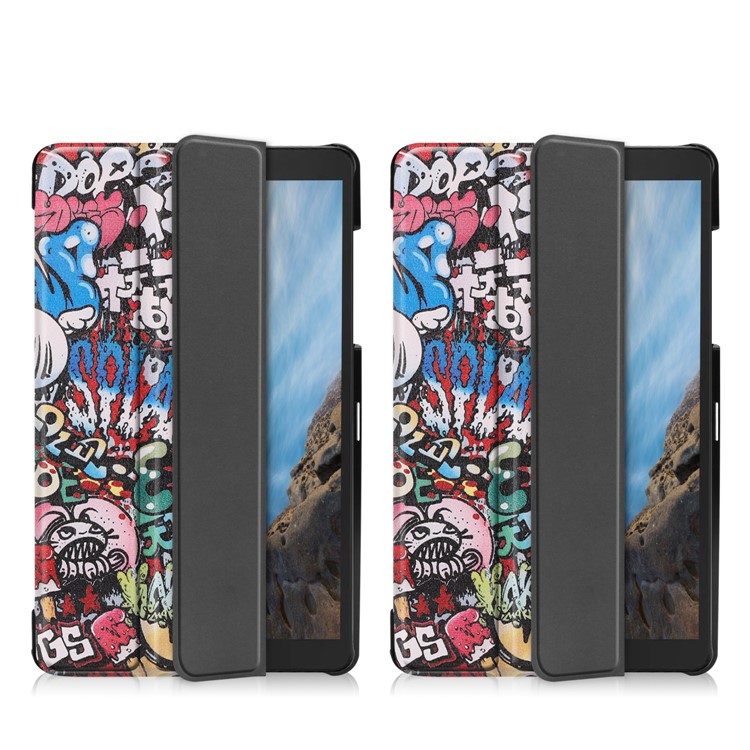 Pattern Printing Tri-fold Stand Leather Tablet Case for Samsung Galaxy Tab A 8.0 (2019) SM-T290/SM-T295 - Cartoon Graffiti-3