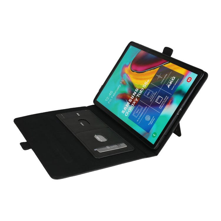 Double Stands Card Slots Leather Tablet Shell for Samsung Galaxy Tab S5e SM-T720/SM-T725 - Black-6