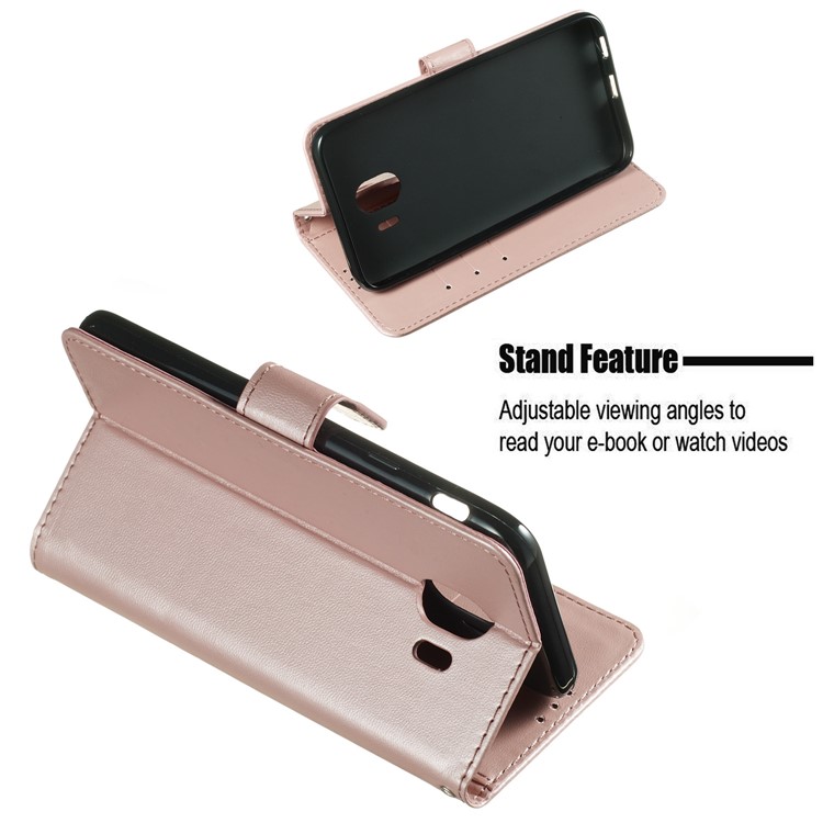 Glossy Nappa Texture Stand Wallet Leather Protective Phone Case for Samsung Galaxy J4 (2018) - Rose Gold-4