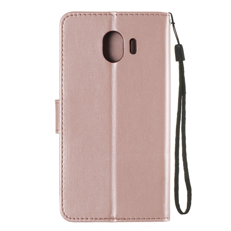 Glossy Nappa Texture Stand Wallet Leather Protective Phone Case for Samsung Galaxy J4 (2018) - Rose Gold-6