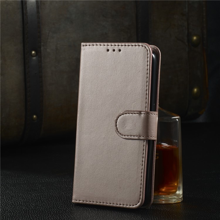 Glossy Nappa Texture Stand Wallet Leather Protective Phone Case for Samsung Galaxy J4 (2018) - Rose Gold-8