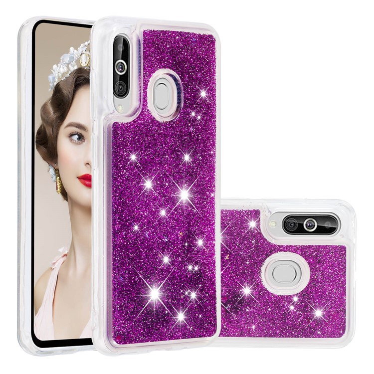 Dynamic Glitter Powder Sequins TPU Phone Cover for Samsung Galaxy M40 / A60 - Purple-1