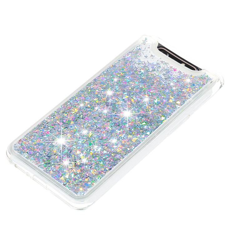 Dynamic Glitter Powder Sequins TPU Back Phone Casing for Samsung Galaxy A90 / A80 - Silver-6