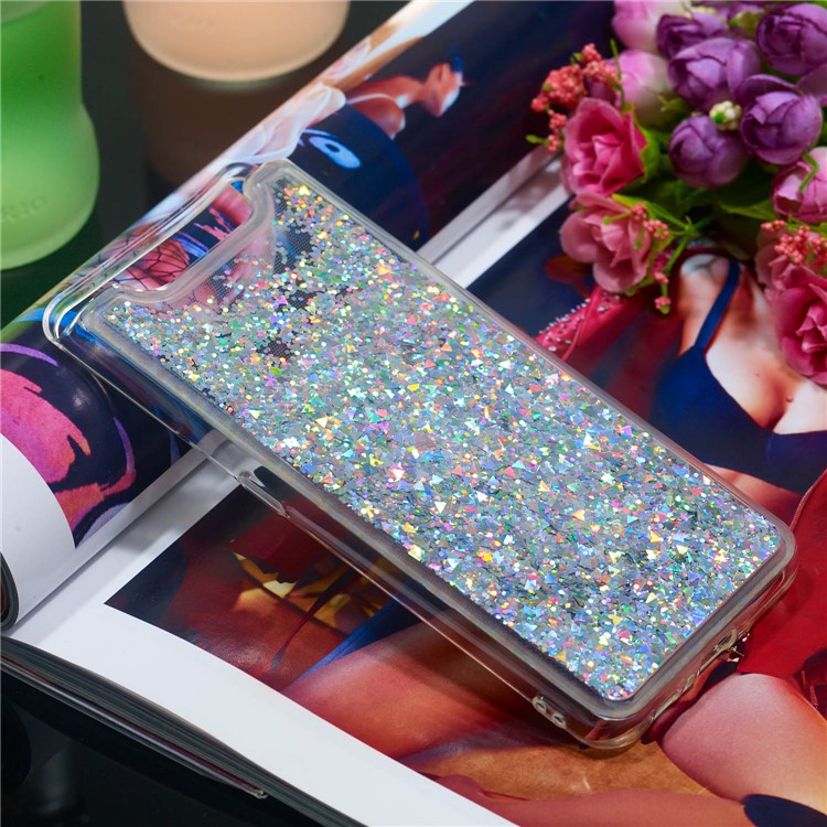 Dynamic Glitter Powder Sequins TPU Back Phone Casing for Samsung Galaxy A90 / A80 - Silver-7