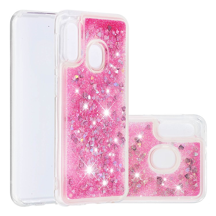 Dynamische Glitter Puder Pailletten TPU Telefon Shell Für Samsung Galaxy A20E / A10e - Rosa-1