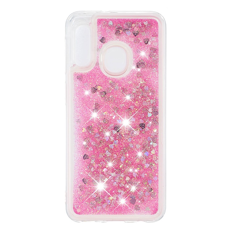 Dynamische Glitter Puder Pailletten TPU Telefon Shell Für Samsung Galaxy A20E / A10e - Rosa-2