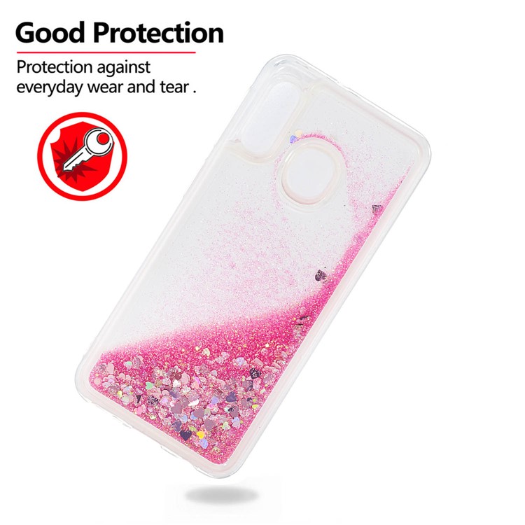 Dynamische Glitter Puder Pailletten TPU Telefon Shell Für Samsung Galaxy A20E / A10e - Rosa-4