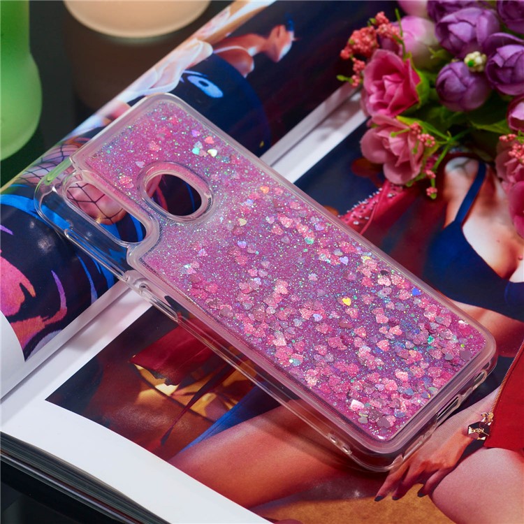 Dynamische Glitter Puder Pailletten TPU Telefon Shell Für Samsung Galaxy A20E / A10e - Rosa-7