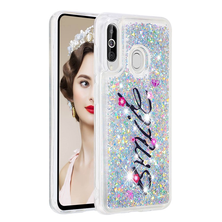 Floating Glitter Powder Sequins TPU Back Case for Samsung Galaxy M40 / A60 - Smile-3