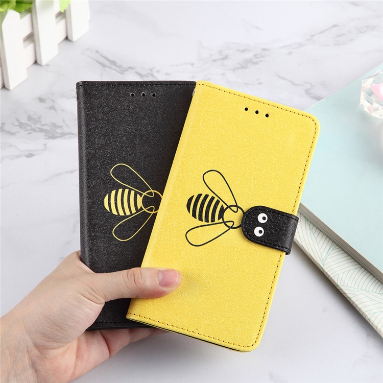 Bee Style Silk Texture Leather Wallet Stand Covering Case for Samsung Galaxy S10 Plus - Black-11