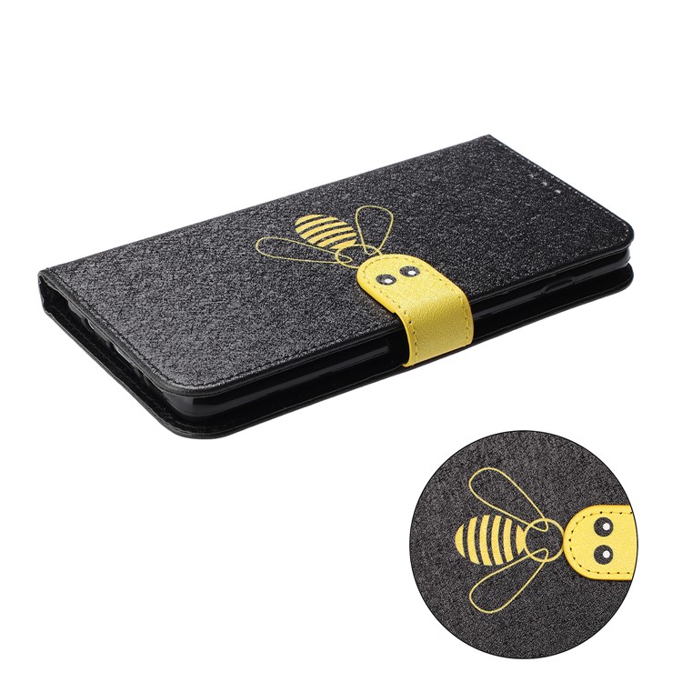 Bee Style Silk Texture Leather Wallet Stand Covering Case for Samsung Galaxy S10 Plus - Black-5