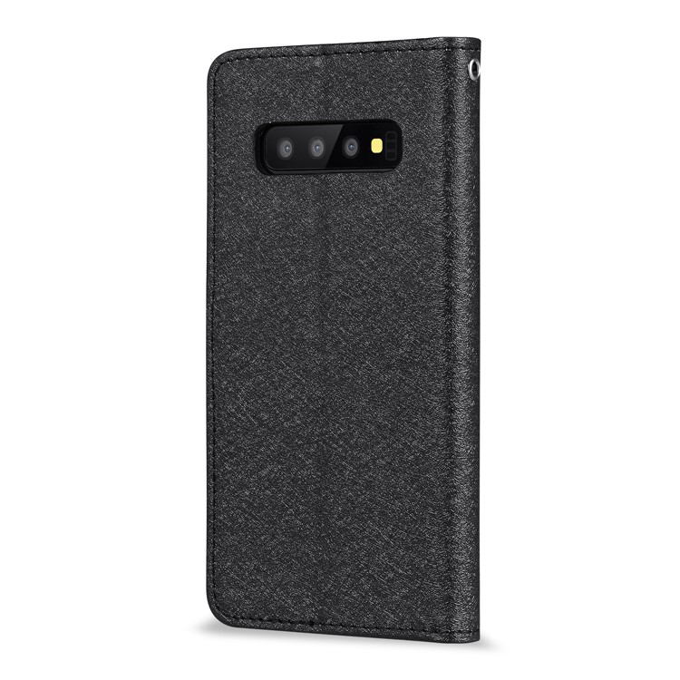 Bee Style Silk Texture Leather Wallet Case for Samsung Galaxy S10 - Black-2