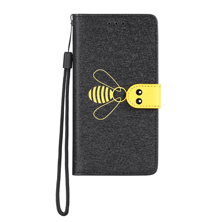 Bee Style Silk Texture Leather Wallet Case for Samsung Galaxy S10 - Black-3