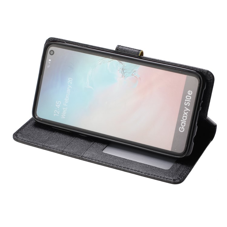 Crazy Horse Leather Stand Wallet Phone Shell Casing for Samsung Galaxy S10e - Black-6