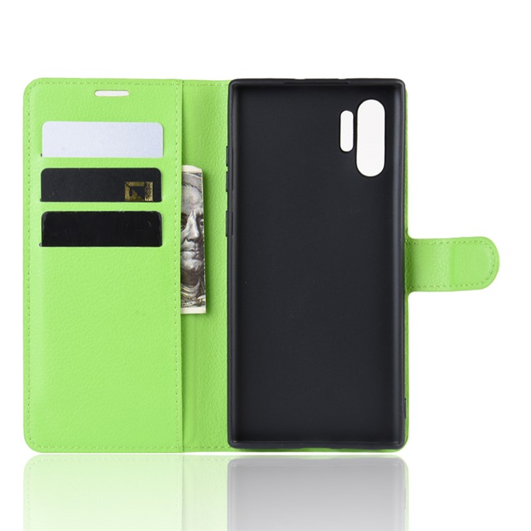 Litchi Texture Wallet Leather Phone Cover for Samsung Galaxy Note 10 Plus/Note 10 Plus 5G - Green-3