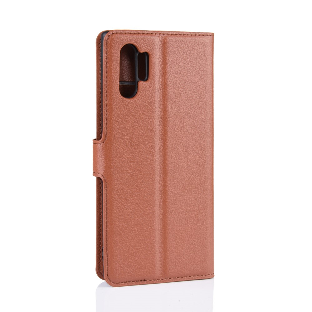 Litschi Textur Brieftasche Leder Handyhülle Für Samsung Galaxy Note 10 Pro - Braun-6