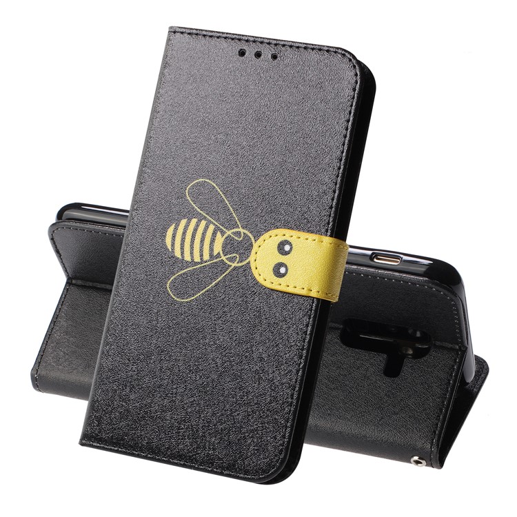 

Bee Pattern Silk Texture Leather Wallet Casingfor Samsung Galaxy A6 Plus (2018) - Black, Galaxy A6+ (2018)