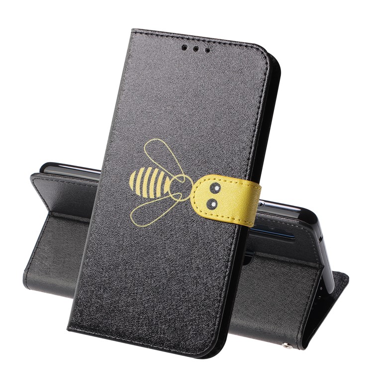 Bee Pattern Silk Texture Leather Wallet Stand Shell for Samsung Galaxy A9 (2018)/Galaxy A9 Star Pro/Galaxy A9s - Black-1