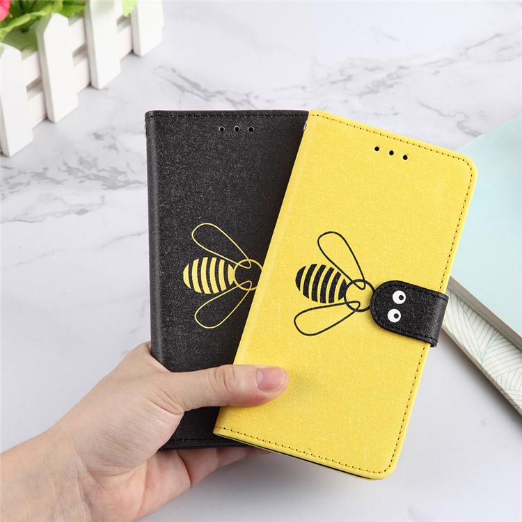 Bee Pattern Silk Texture Leather Wallet Stand Shell for Samsung Galaxy A9 (2018)/Galaxy A9 Star Pro/Galaxy A9s - Black-11