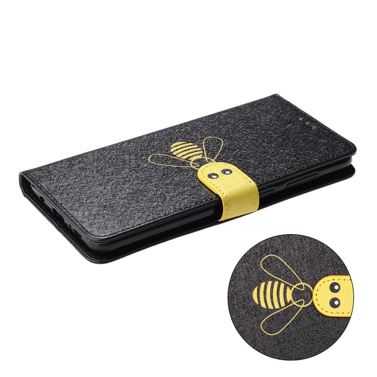 Bee Pattern Silk Texture Leather Wallet Stand Shell for Samsung Galaxy A9 (2018)/Galaxy A9 Star Pro/Galaxy A9s - Black-5