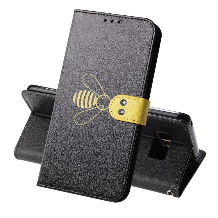 

Bee Pattern Silk Texture Leather Wallet Case for Samsung Galaxy S8 SM-G950 - Black, Galaxy S8