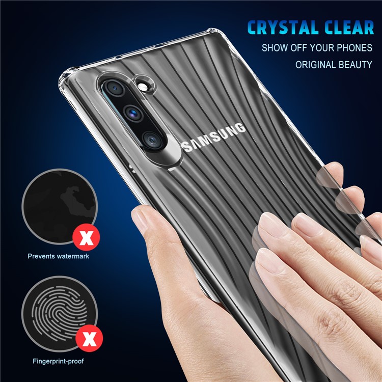 Wave Texture Shock-proof Transparent TPU Phone Cover Case for Samsung Galaxy Note 10-4