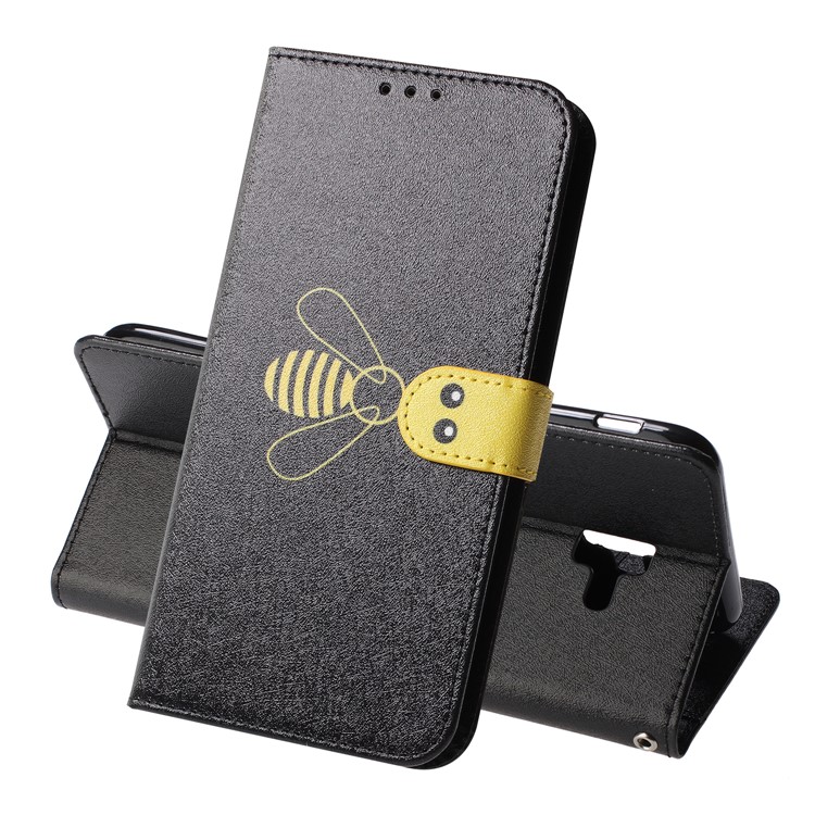 

Bee Pattern Silk Texture Leather Wallet Case for Samsung Galaxy J6 Plus - Black, Galaxy J6+