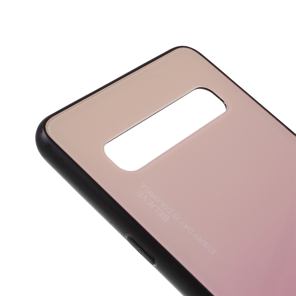 Gradient Color Glass + TPU Phone Cover Casing for Samsung Galaxy S10 5G - Gold / Pink-4