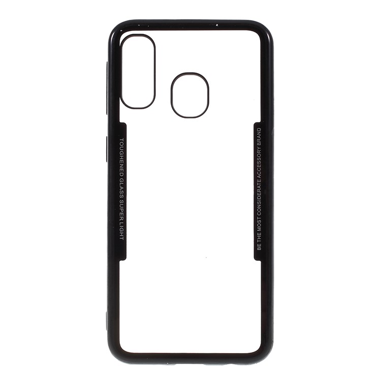 Silicone Frame + Acrylic Back Hybrid Mobile Phone Cover Shell for Samsung Galaxy A40 - All Black-1