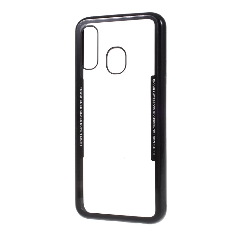 Silicone Frame + Acrylic Back Hybrid Mobile Phone Cover Shell for Samsung Galaxy A40 - All Black-2