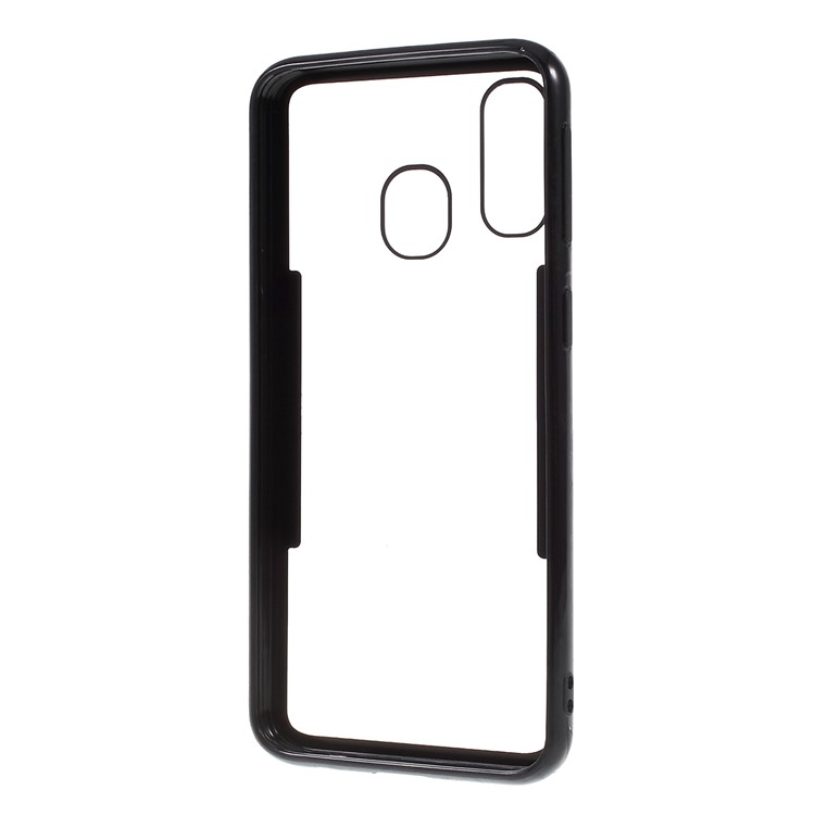 Silicone Frame + Acrylic Back Hybrid Mobile Phone Cover Shell for Samsung Galaxy A40 - All Black-3