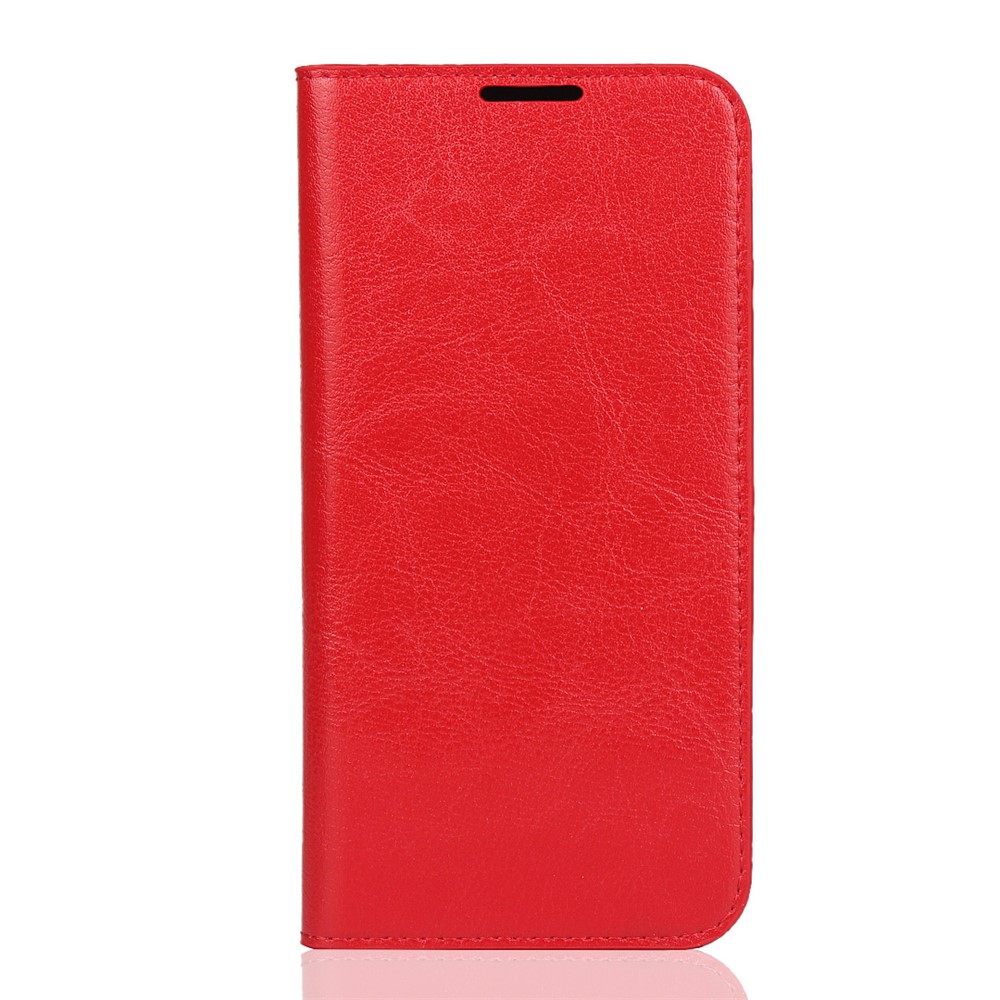 Crazy Horse Texture Genuine Leather Wallet Phone Case for Samsung Galaxy A20e - Red-2