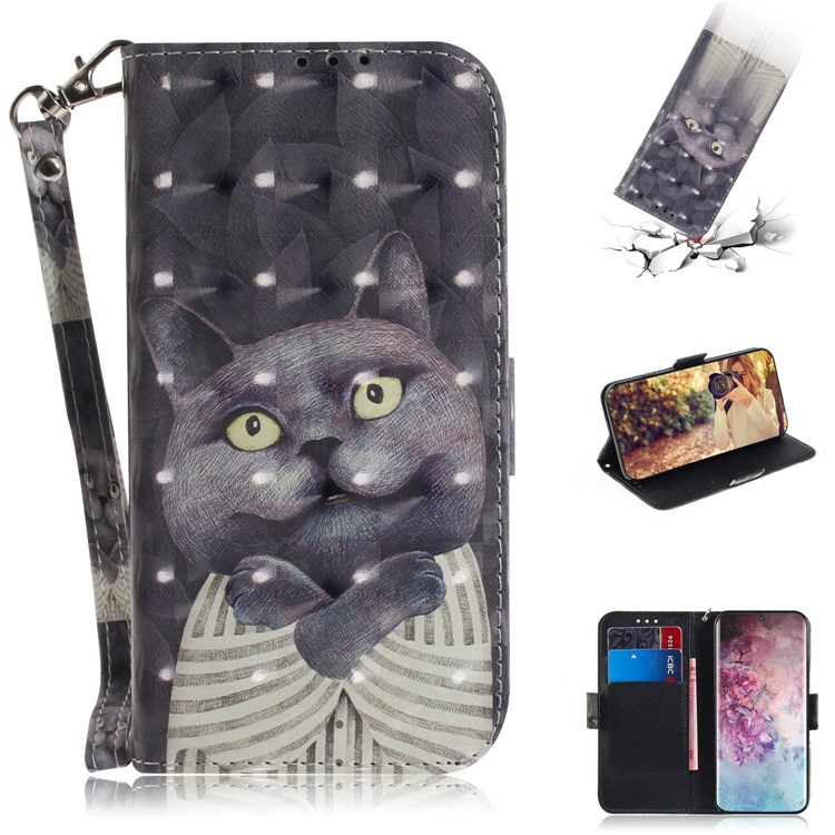 

Pattern Printing Light Spot Decor Leather Wallet Stand Phone Shell for Samsung Galaxy Note 10 Plus / 10 Plus 5G - Cat, Galaxy Note 10 Plus