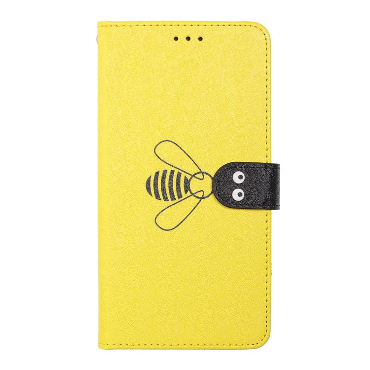 Bee Style Silk Texture Leather Wallet Phone Case for Samsung Galaxy S9+ - Yellow-2