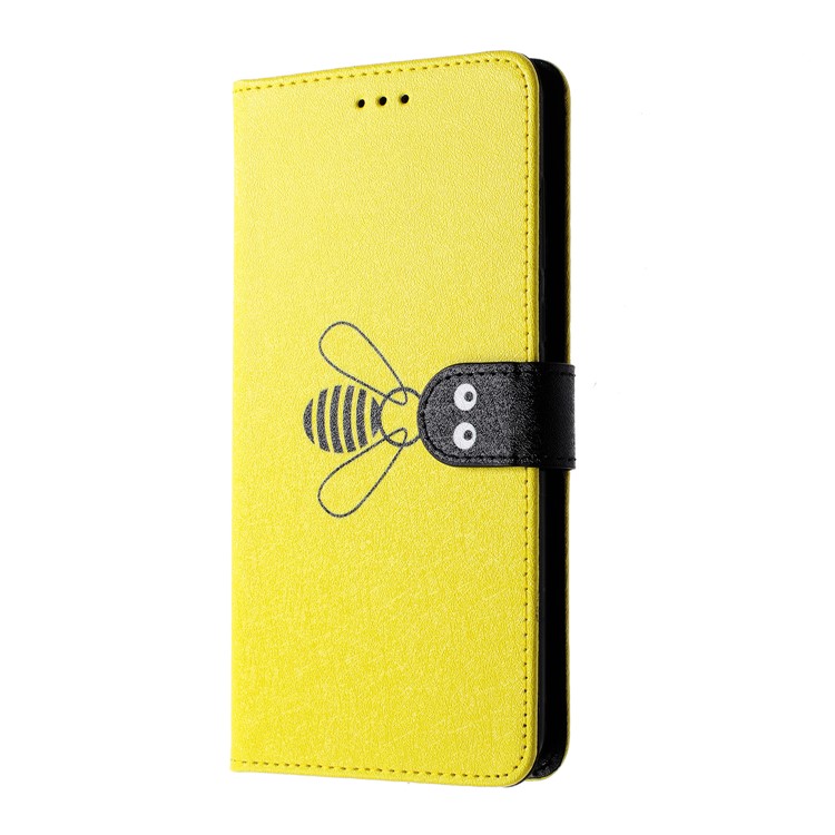 Bee Style Silk Texture Leather Wallet Phone Case for Samsung Galaxy S9+ - Yellow-3