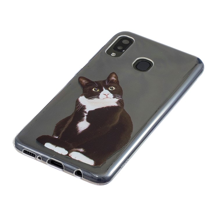 Pattern Printing TPU Back Case for Samsung Galaxy A20/A30 - Black and White Cat-2