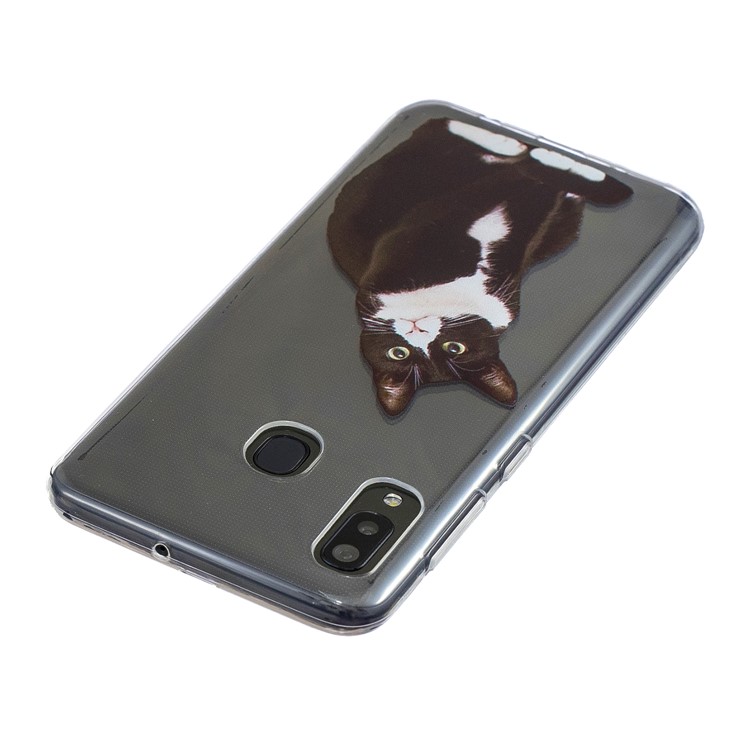 Pattern Printing TPU Back Case for Samsung Galaxy A20/A30 - Black and White Cat-3