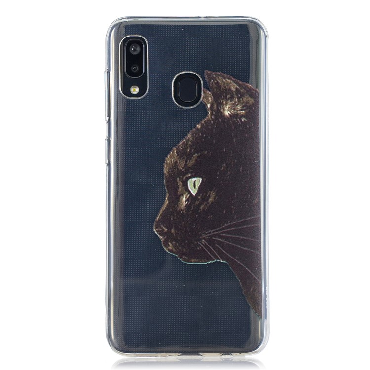 Pattern Printing TPU Back Case for Samsung Galaxy A20/A30 - Black Cat-1