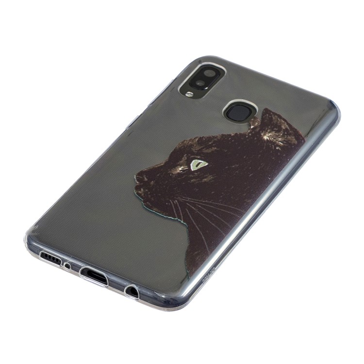 Pattern Printing TPU Back Case for Samsung Galaxy A20/A30 - Black Cat-2