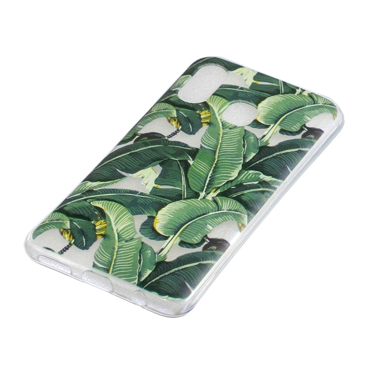 Pattern Printing TPU Shell Case for Samsung Galaxy A40 - Banana Leaf-2