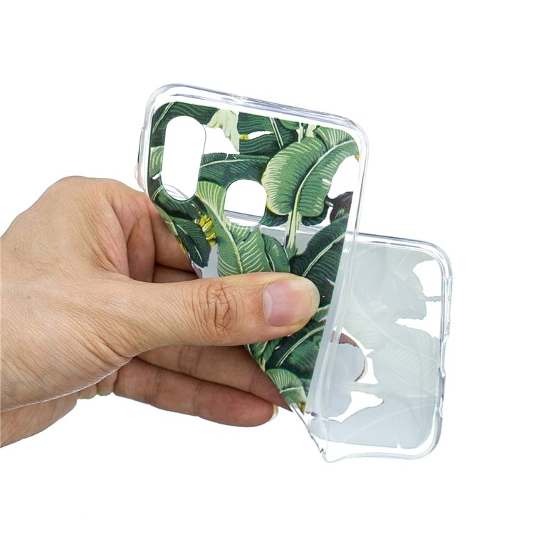 Pattern Printing TPU Shell Case for Samsung Galaxy A40 - Banana Leaf-4