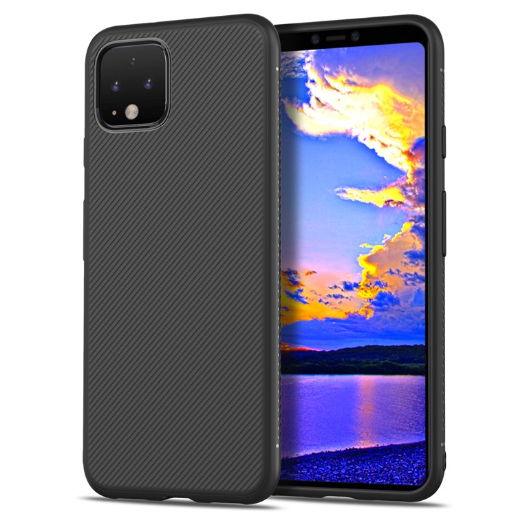 Jazz Series Twill Texture TPU Back Case Cover for Google Pixel 4 - Black-2