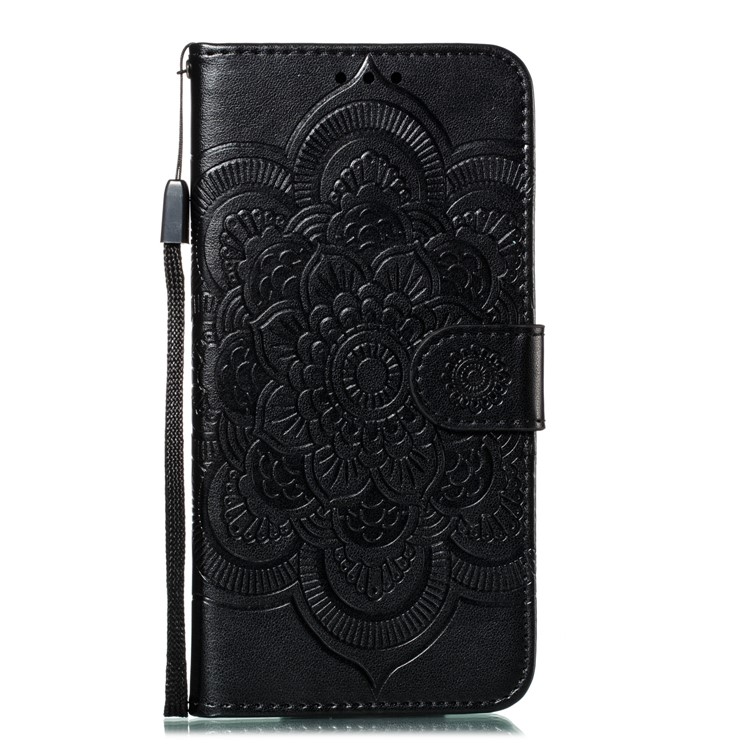 Imprint Mandala Stylish Flower Leather Wallet Shell Case for Samsung Galaxy Note 10 - Black-2