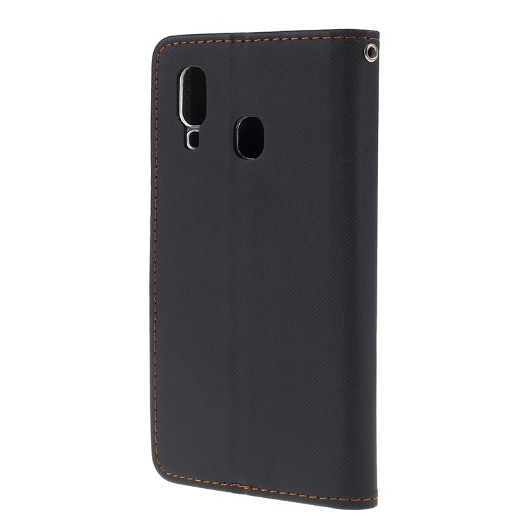 ROAR Twill Grain PU Leather Wallet Cell Phone Cover for Samsung Galaxy A40 - Black-2