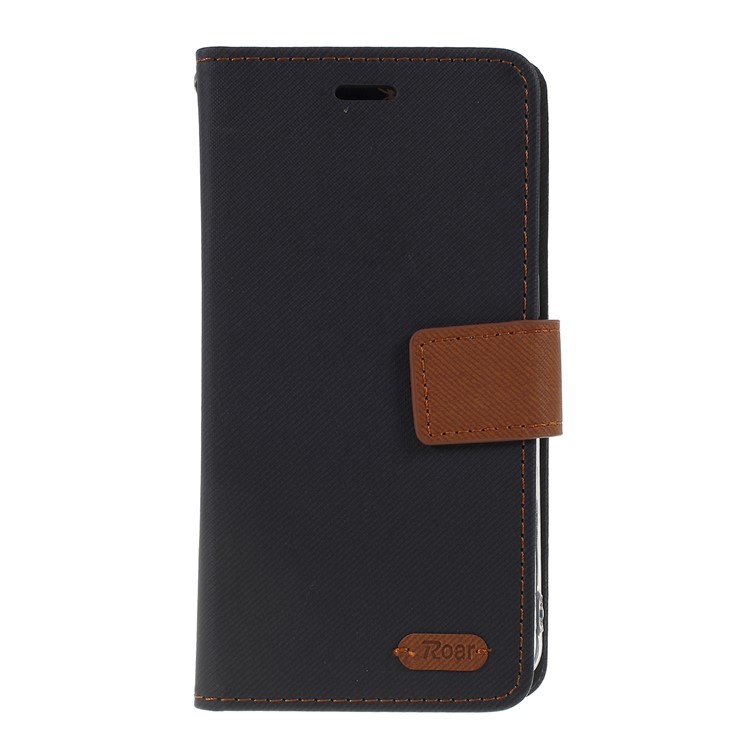 ROAR Twill Grain PU Leather Wallet Cell Phone Cover for Samsung Galaxy A40 - Black-3
