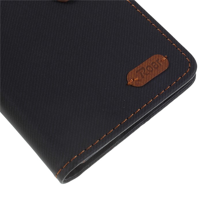 ROAR Twill Grain PU Leather Wallet Cell Phone Cover for Samsung Galaxy A40 - Black-4