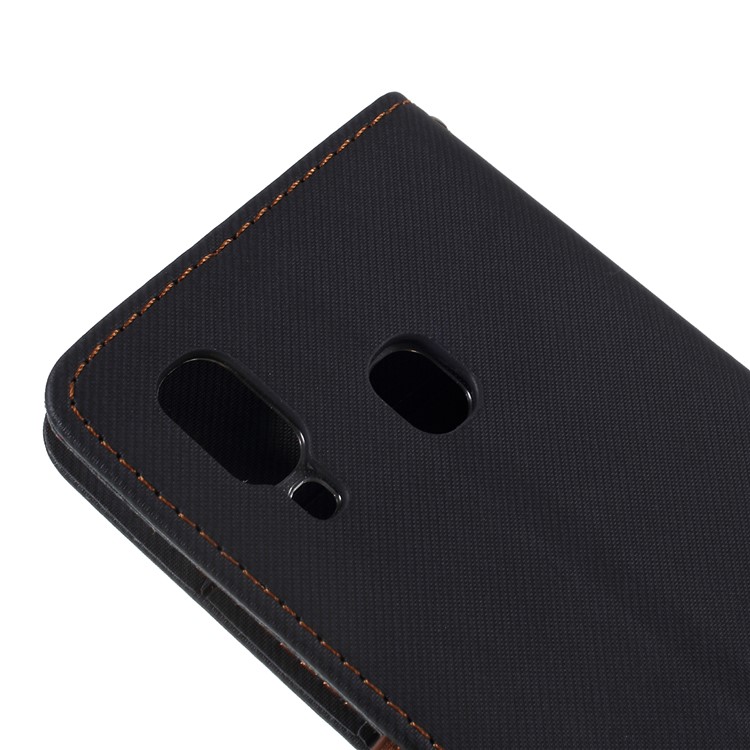 ROAR Twill Grain PU Leather Wallet Cell Phone Cover for Samsung Galaxy A40 - Black-5