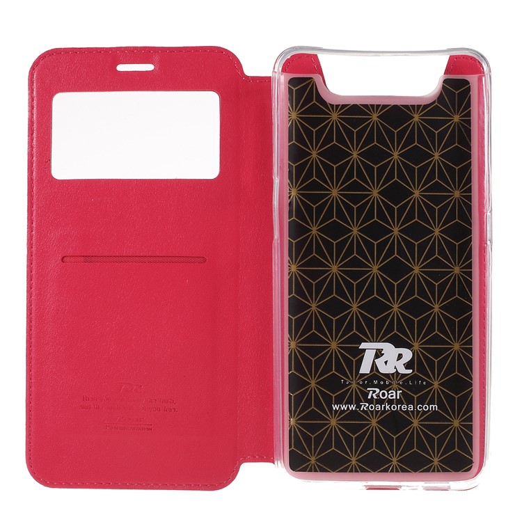 ROAR Visão De Couro Nobre Stand Case Para Samsung Galaxy A80 / A90 - Vermelho-4