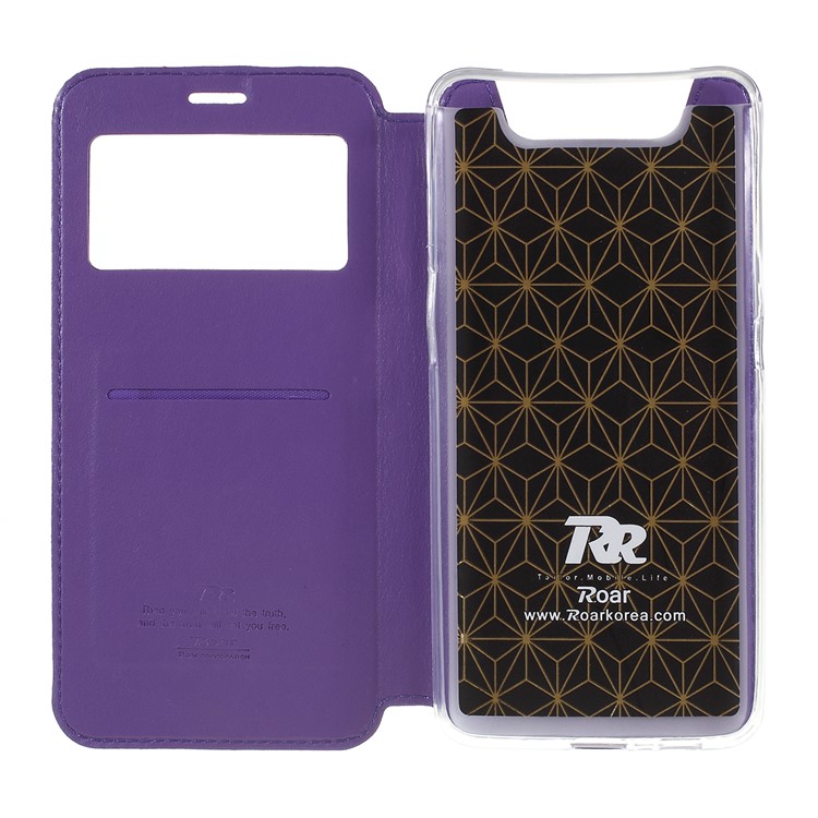 ROAR Visão De Couro Nobre Stand Case Para Samsung Galaxy A80 / A90 - Roxa-4