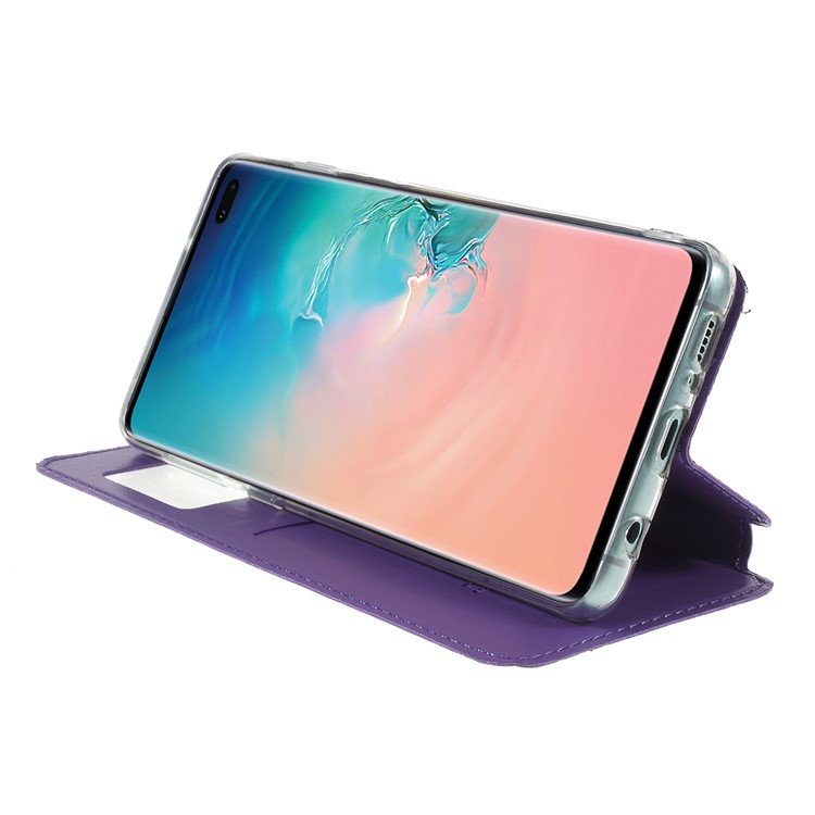 ROAR Noble Leather View Window Phone Case for Samsung Galaxy S10 Plus - Purple-2